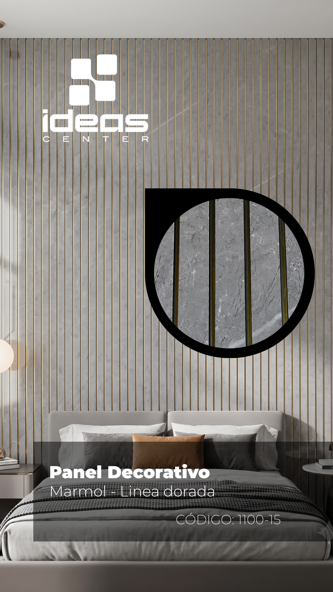 Panel Decorativo marmol Linea Dorada 295 cm * 30 cm * 9mm-PVC004